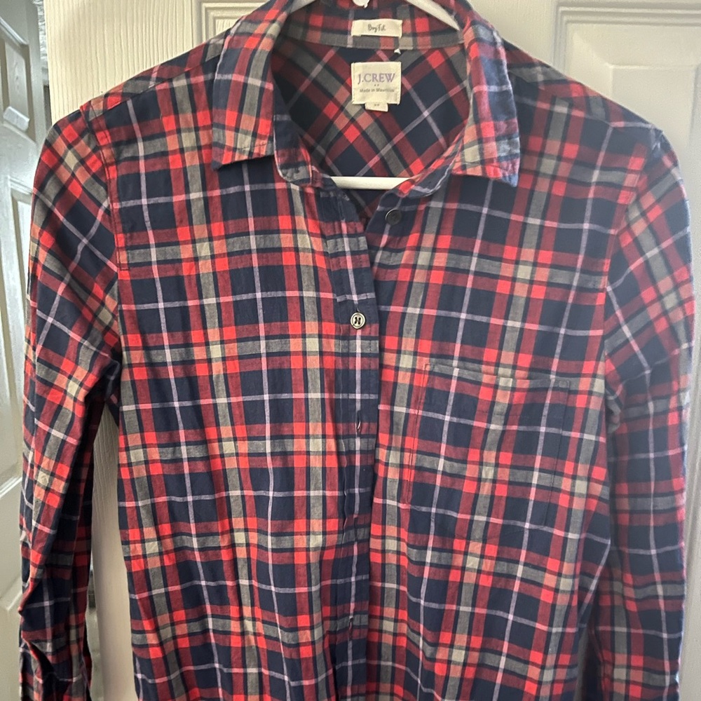 JCrew plaid button down shirt size XS